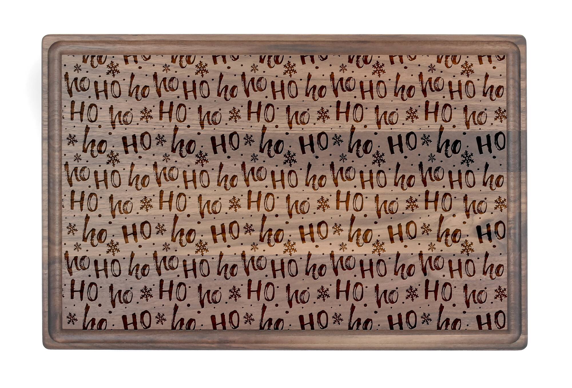17" x 11" Ho Ho Ho Pattern Walnut Cutting Board